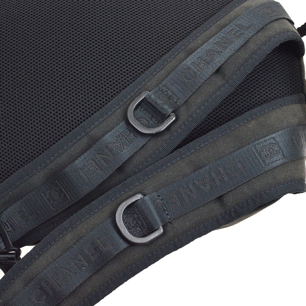 CHANEL 2003-2004 Sport Line Backpack Black Green