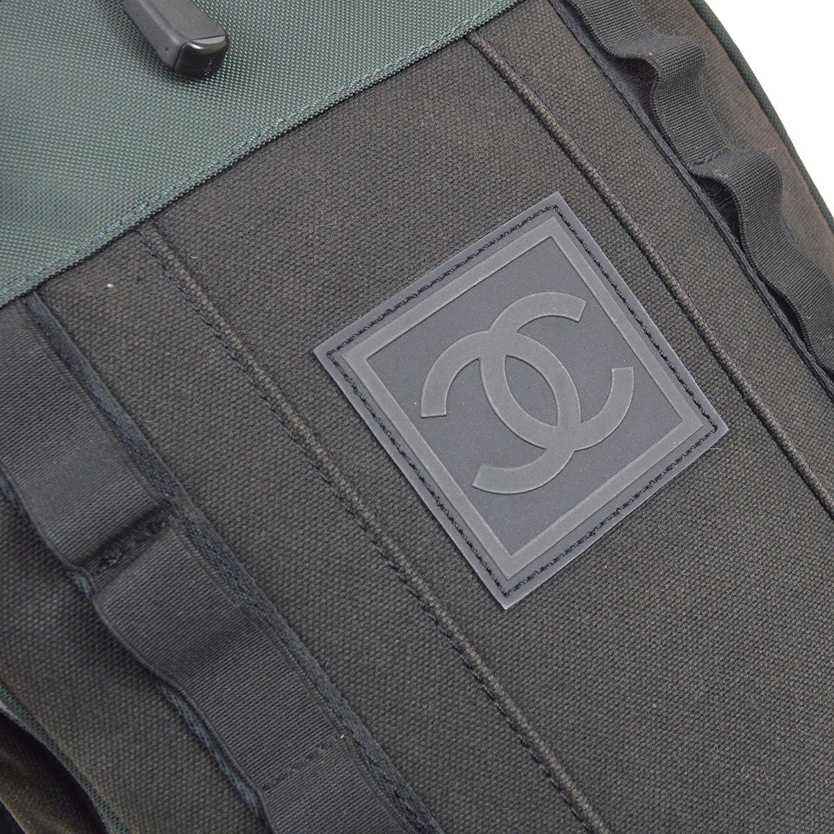 CHANEL 2003-2004 Sport Line Backpack Black Green