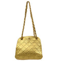 CHANEL 1989-1991 Gold Lambskin Chain Shoulder Bag