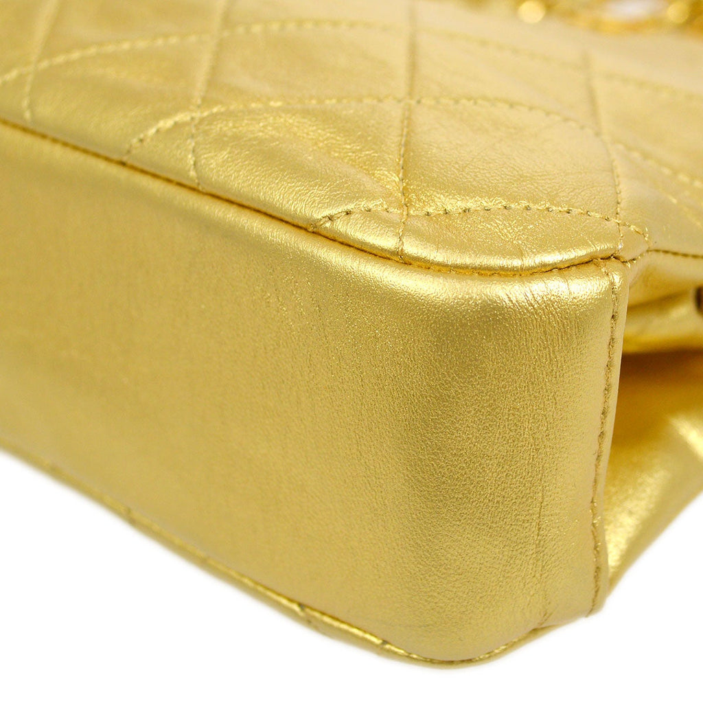 CHANEL 1989-1991 Gold Lambskin Chain Shoulder Bag