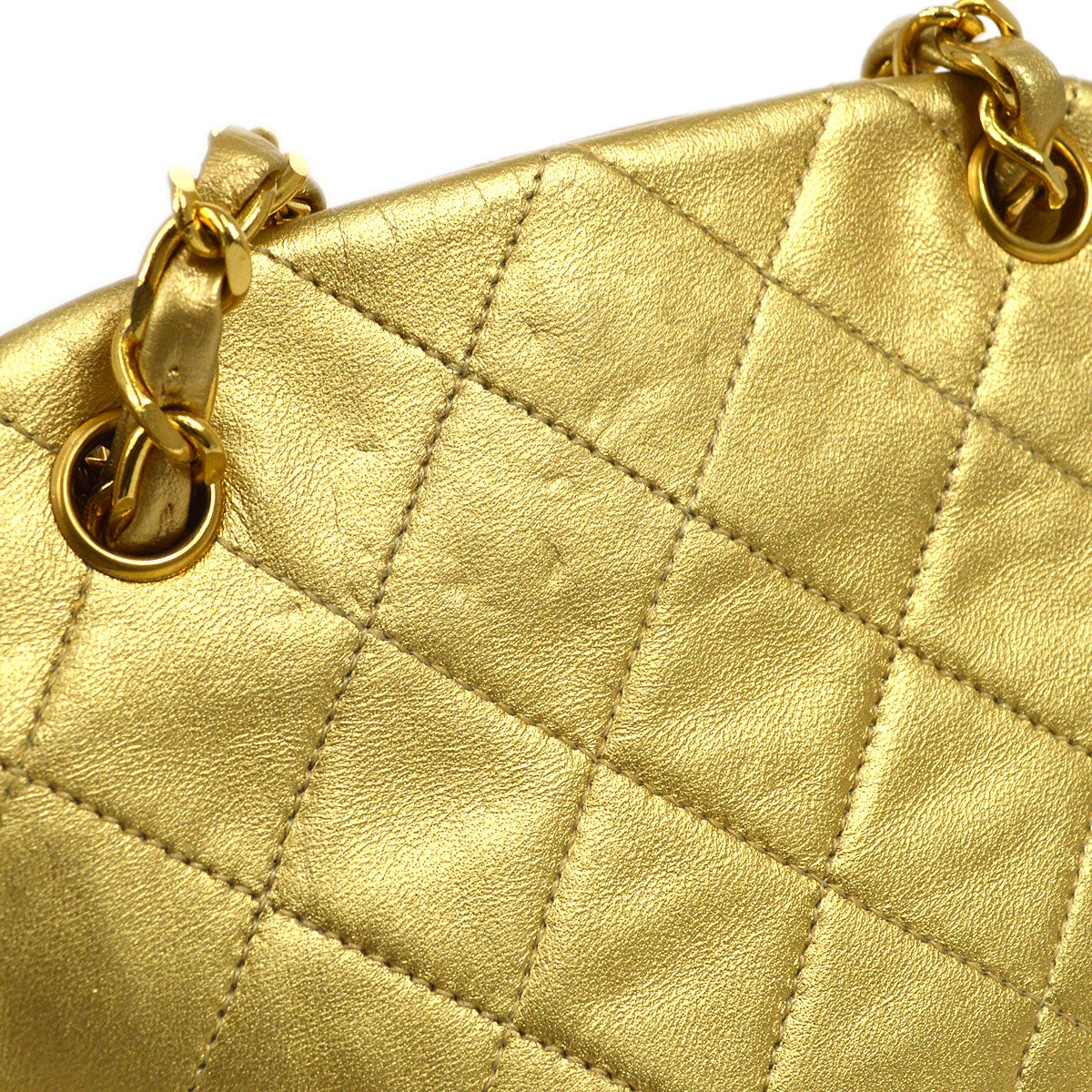 CHANEL 1989-1991 Gold Lambskin Chain Shoulder Bag