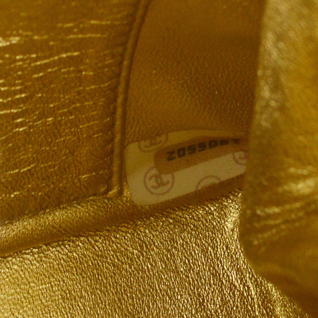 CHANEL 1989-1991 Gold Lambskin Chain Shoulder Bag