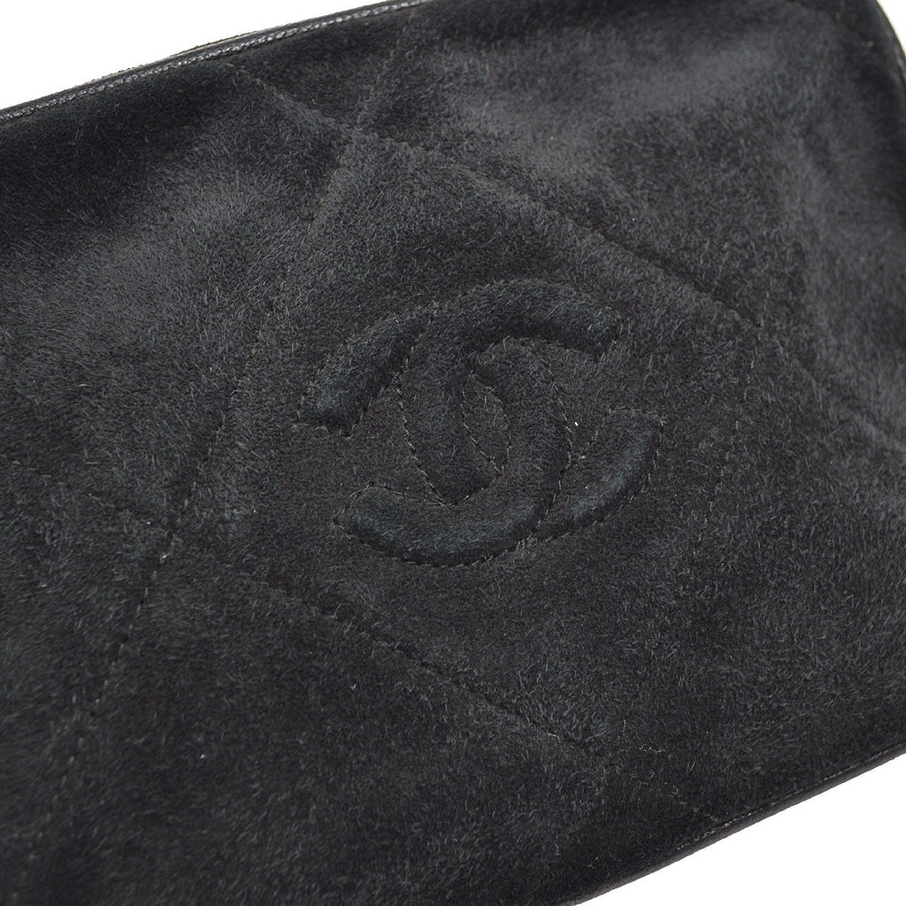 CHANEL 1986-1988 Black Suede Diamond Camera Bag Mini