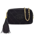 CHANEL 1991-1994 Black Velvet Camera Bag Mini