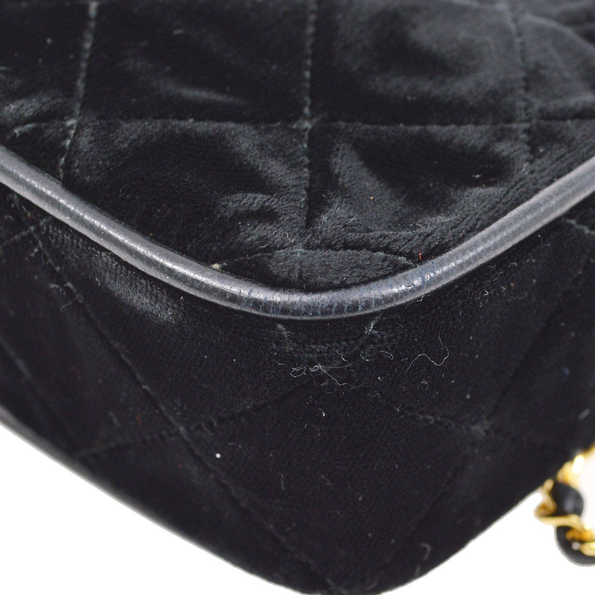 CHANEL 1991-1994 Black Velvet Camera Bag Mini