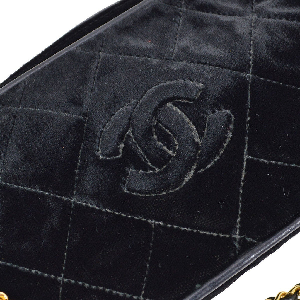 CHANEL 1991-1994 Black Velvet Camera Bag Mini