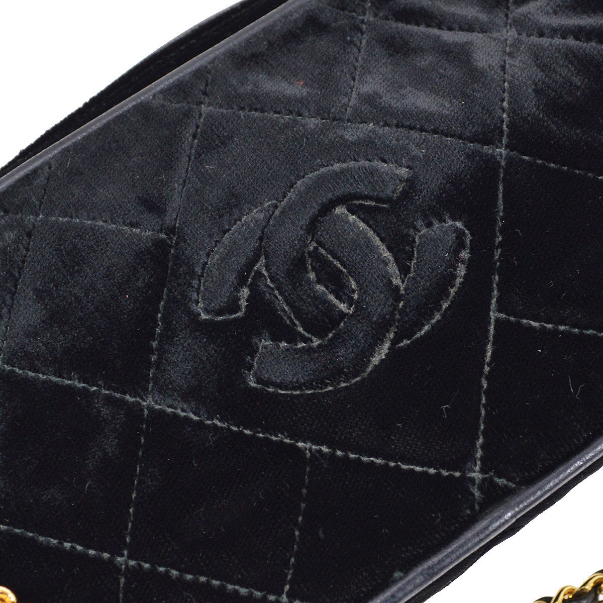 CHANEL 1991-1994 Black Velvet Camera Bag Mini