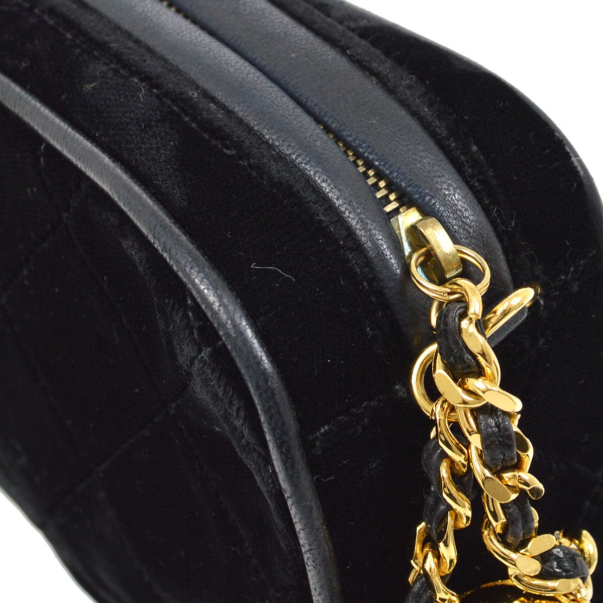 CHANEL 1991-1994 Black Velvet Camera Bag Mini