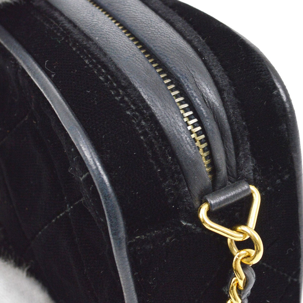 CHANEL 1991-1994 Black Velvet Camera Bag Mini