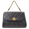 CHANEL 1994-1996 Chain Hand Bag Black Lambskin