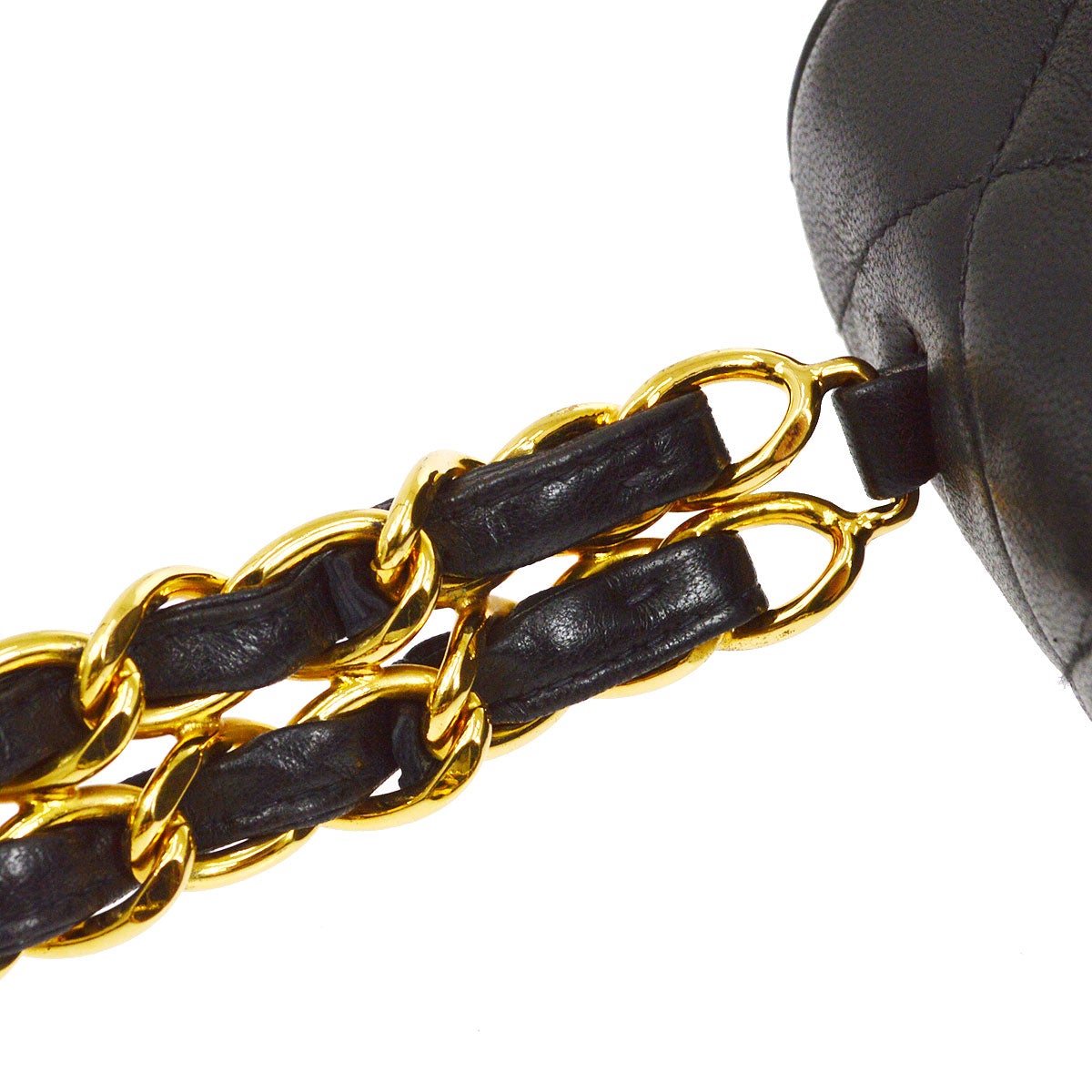 CHANEL 1994-1996 Chain Hand Bag Black Lambskin