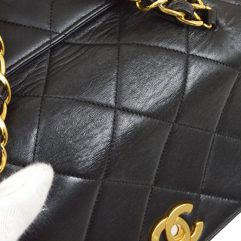 CHANEL 1994-1996 Chain Hand Bag Black Lambskin