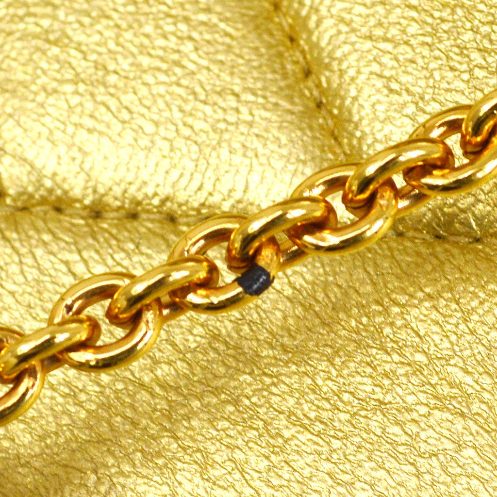 CHANEL 1991-1994 Gold Lambskin Diagonal Rhinestone CC Evening Bag