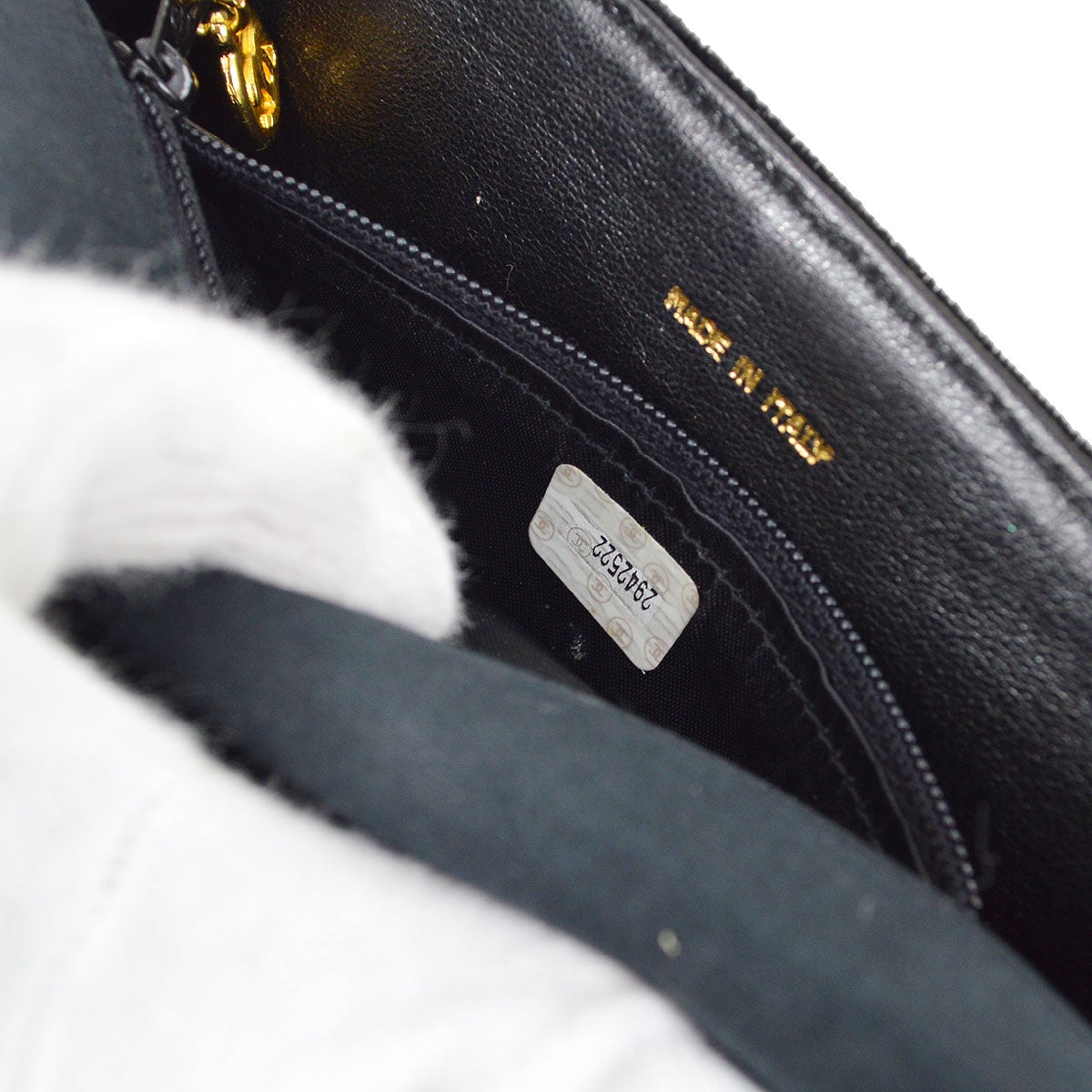 CHANEL 1991-1994 Camellia Shoulder Bag Black Velvet