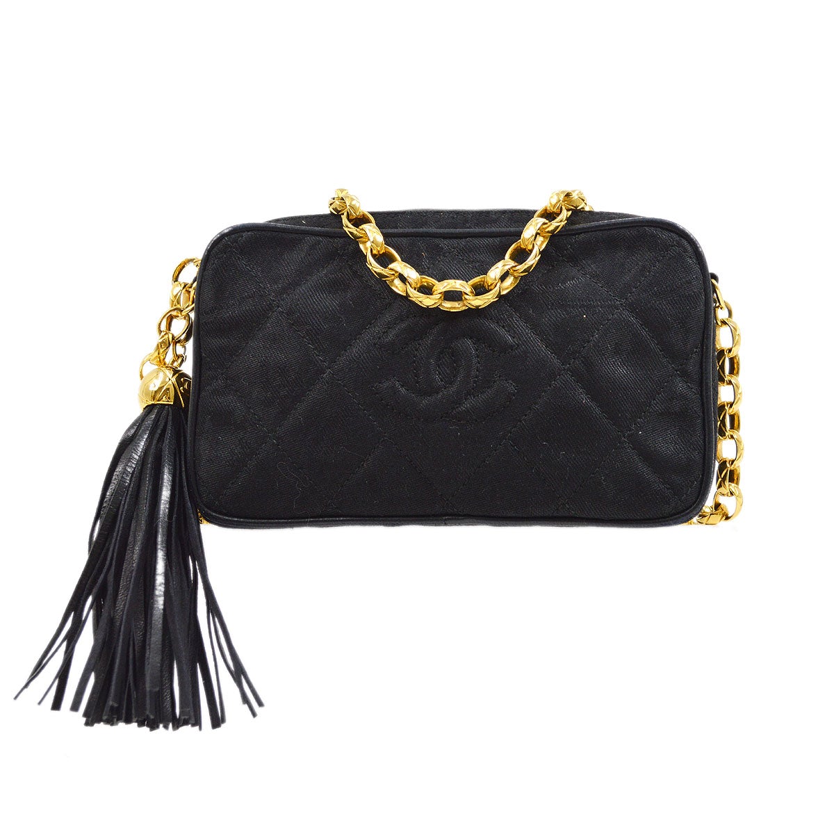 CHANEL 1991-1994 Black Canvas Camera Bag Mini