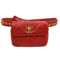 CHANEL 1991-1994 Red Lambskin Quilted Belt Bag