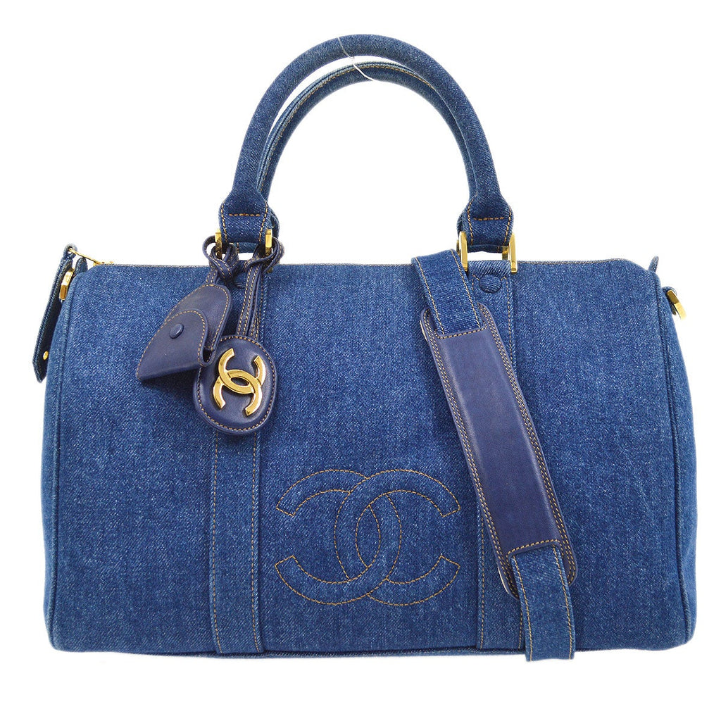 CHANEL 1996-1997 Indigo Denim 2way Boston 36