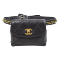 CHANEL 1991-1994 Black Lambskin Cosmoline Belt Bag #70