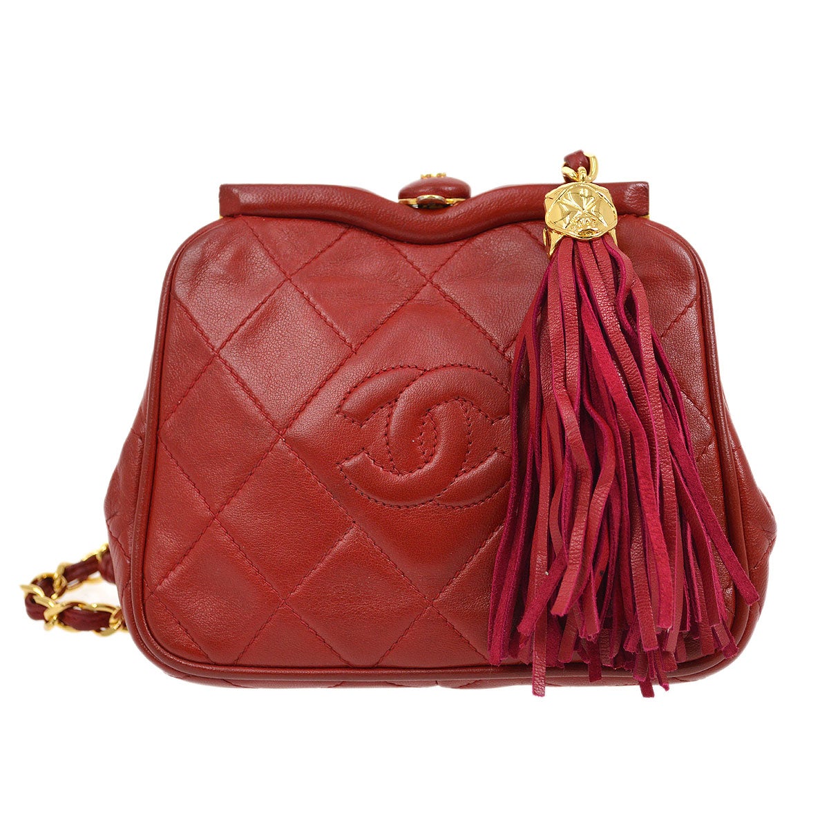 CHANEL 1989-1991 Red Lambskin Belt Bag