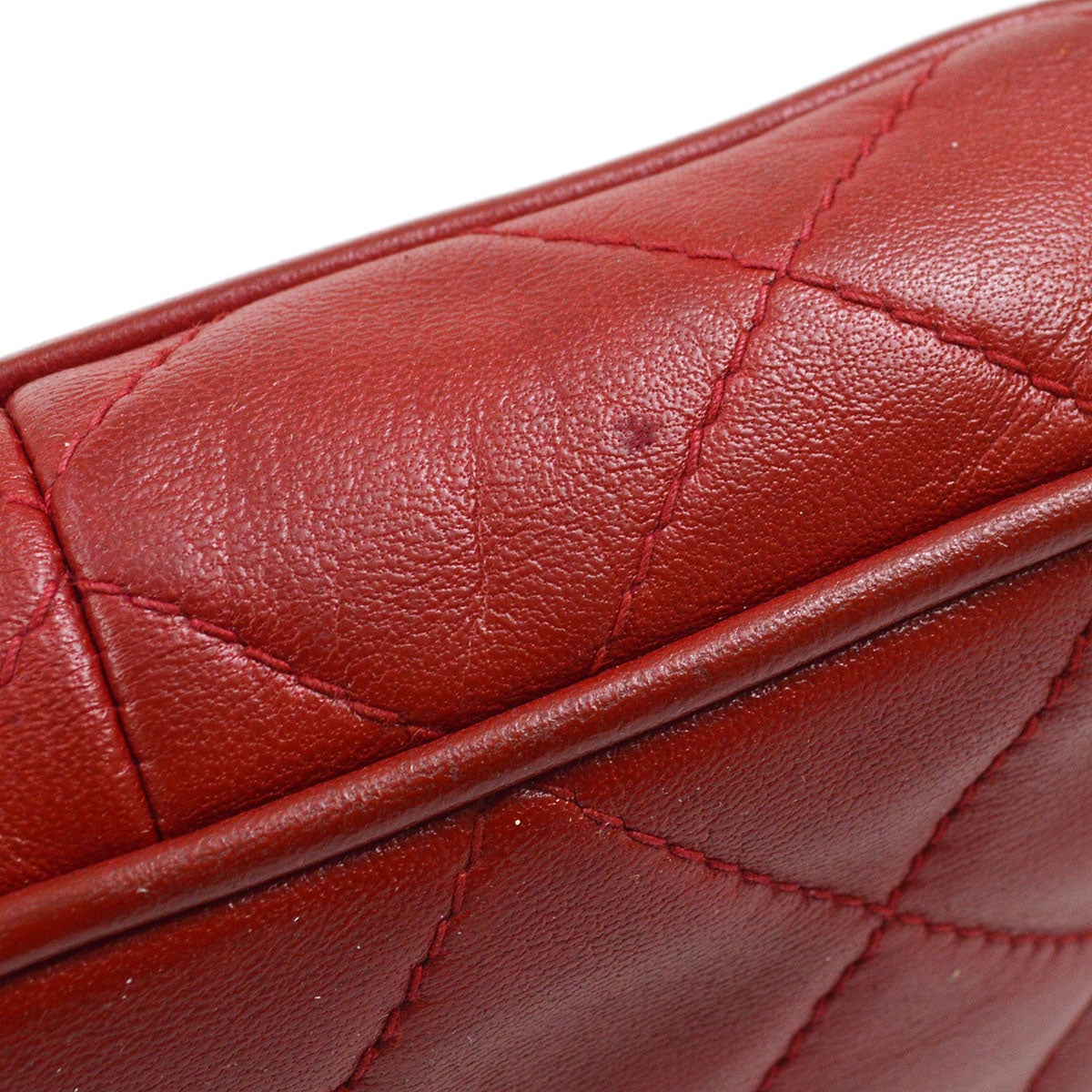 CHANEL 1989-1991 Red Lambskin Belt Bag