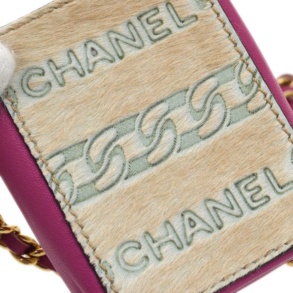 CHANEL 2001 Shoulder Bag Mini Pink Pony Fur