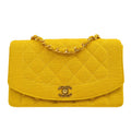 CHANEL 1991-1994 Yellow Linen Diana Medium