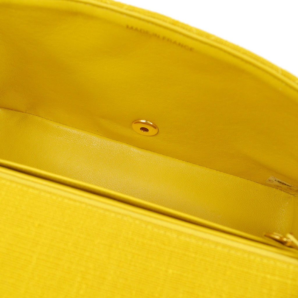 CHANEL 1991-1994 Yellow Linen Diana Medium
