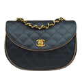 CHANEL 1994-1996 Black Satin Half Moon Flap Bag