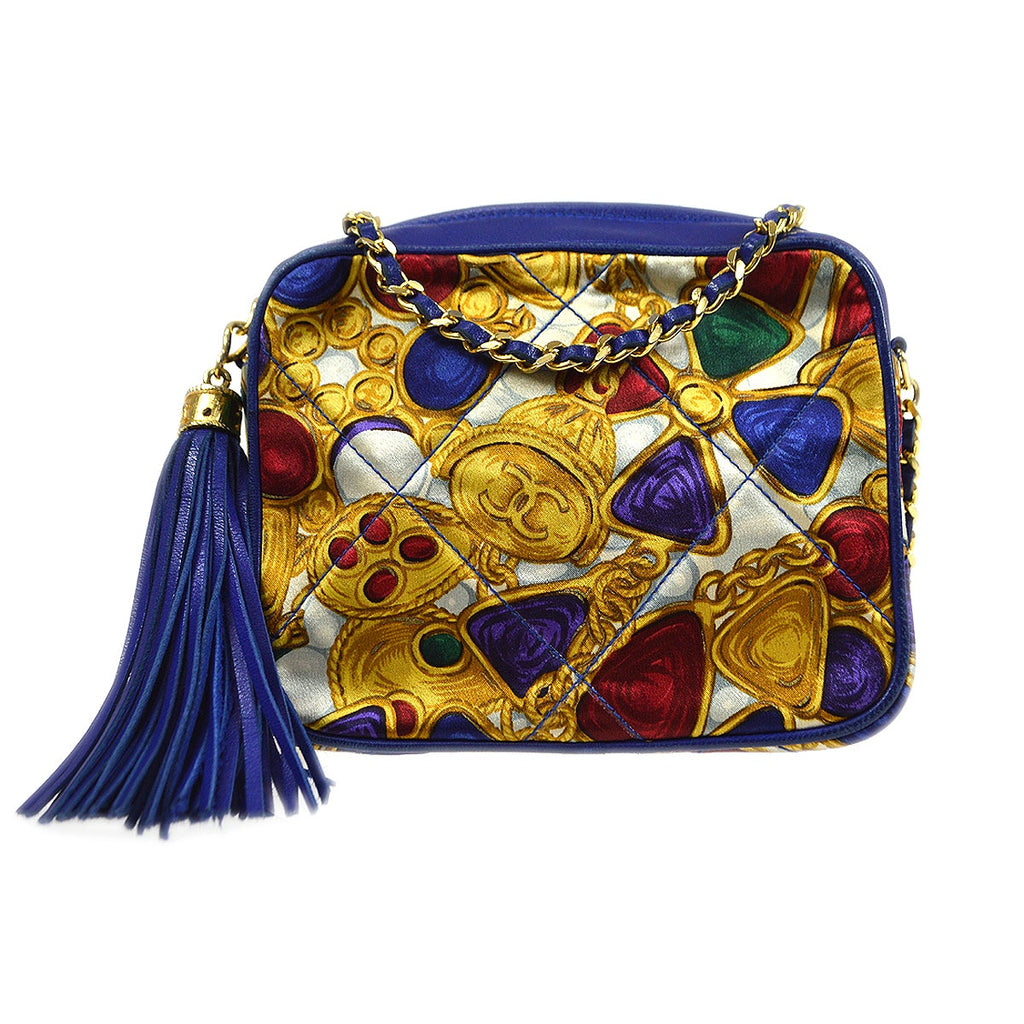 CHANEL 1986-1989 Bijoux Printed Camera Bag Mini Satin