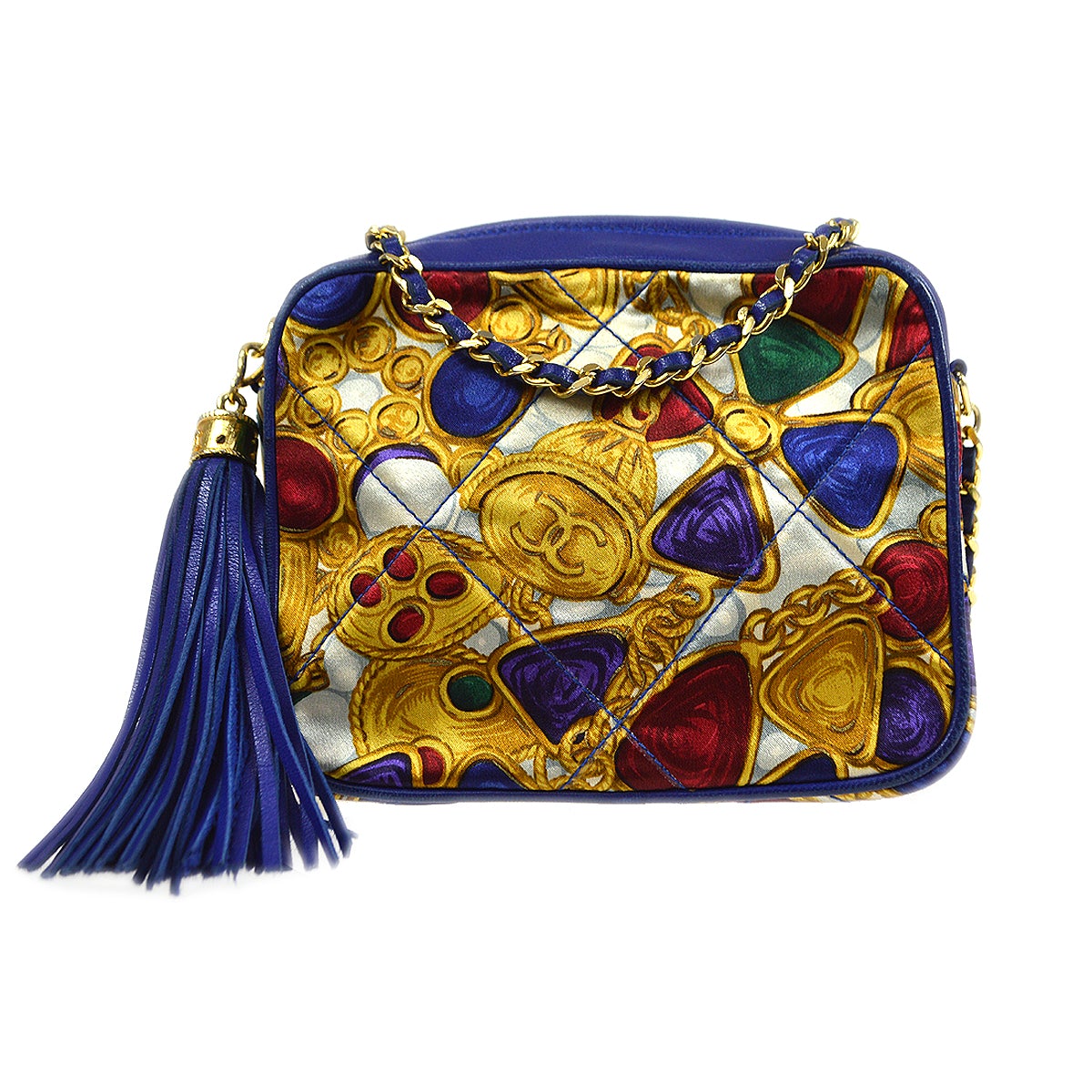 CHANEL 1986-1989 Bijoux Printed Camera Bag Mini Satin