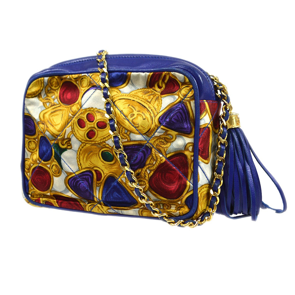 CHANEL 1986-1989 Bijoux Printed Camera Bag Mini Satin
