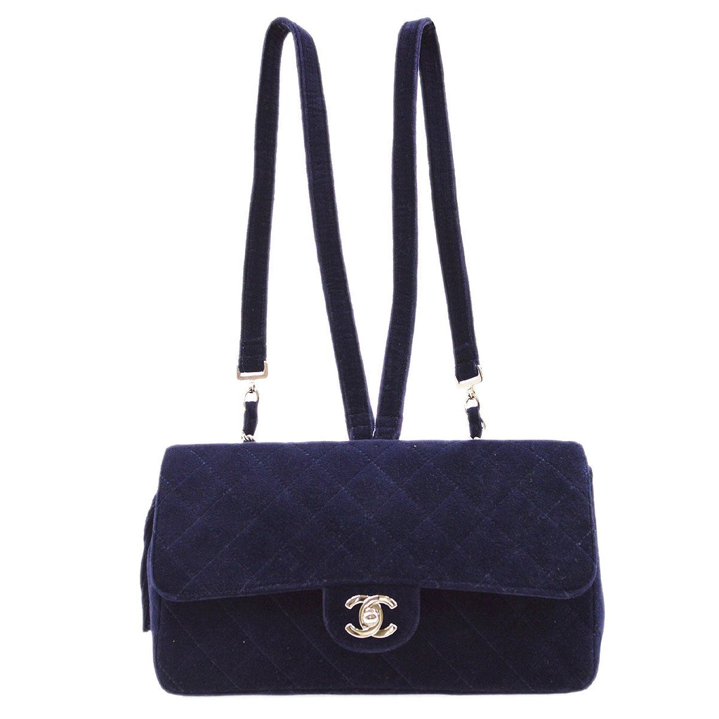 CHANEL 1996-1997 Purple Velvet Classic Flap Backpack Medium