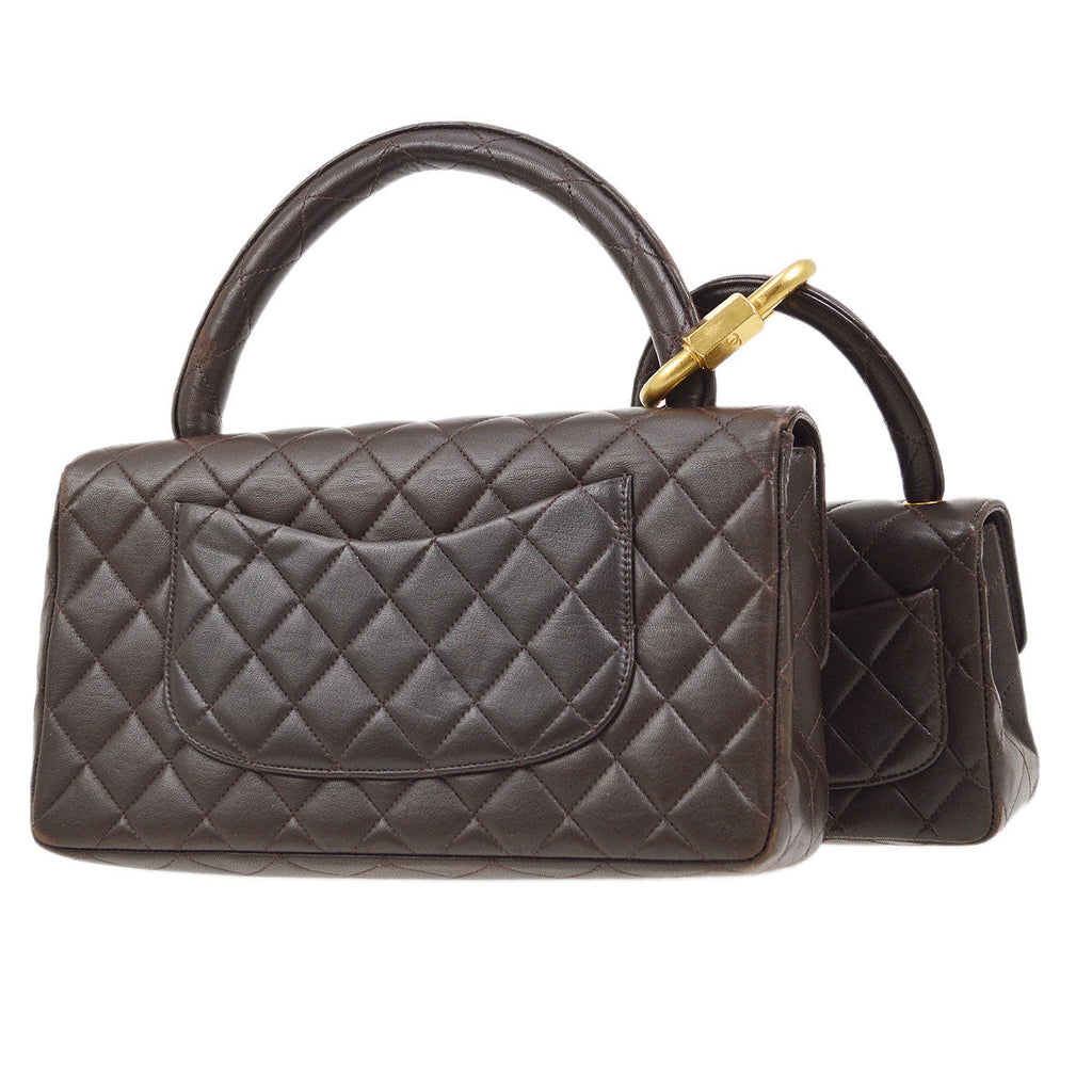 CHANEL 1994 Classic Flap Handbag Set Brown Lambskin