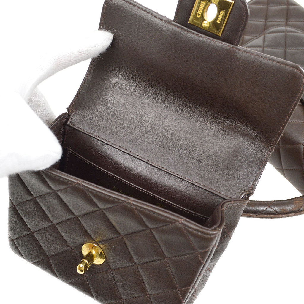 CHANEL 1994 Classic Flap Handbag Set Brown Lambskin