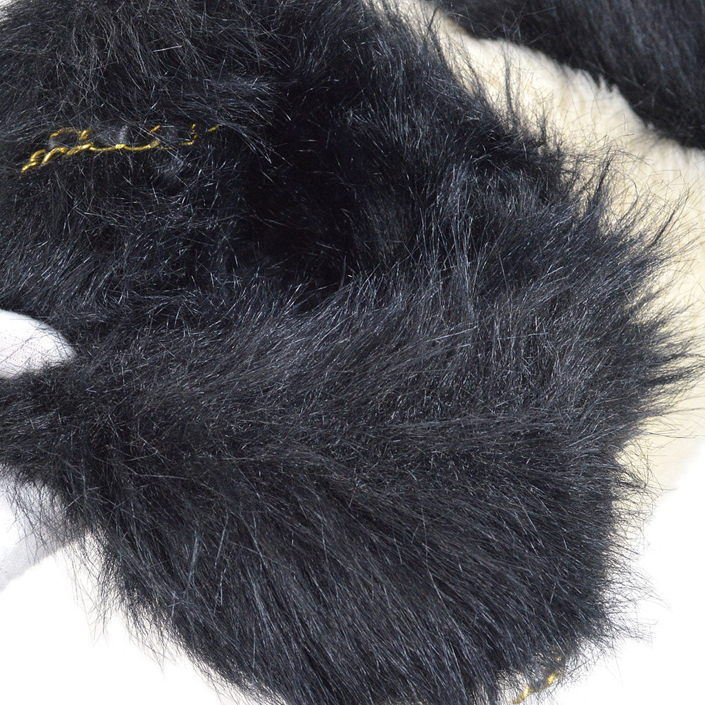 CHANEL 1994 Ivory Faux Fur Logo Arm Warmer Bag