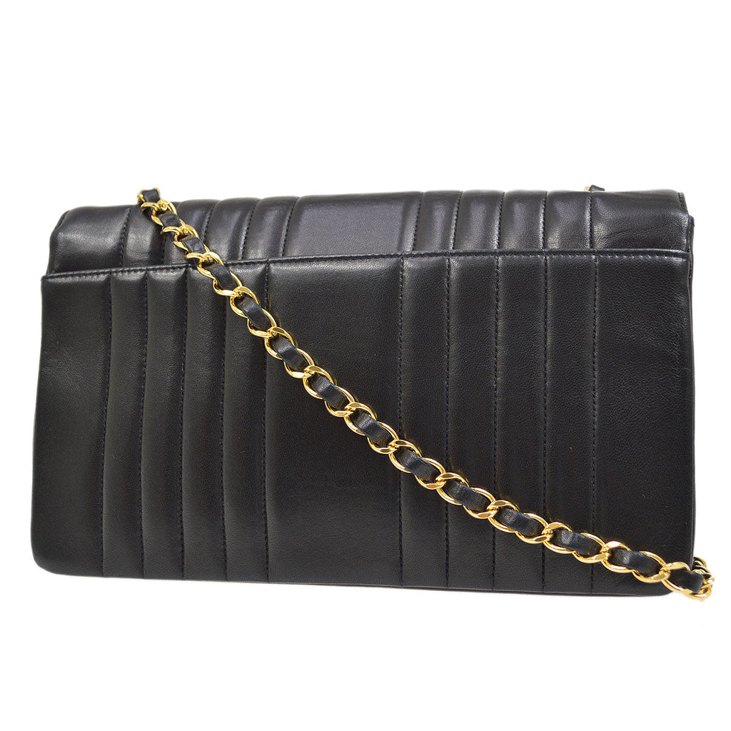 CHANEL Mademoiselle Chain Shoulder Bag Black Lambskin