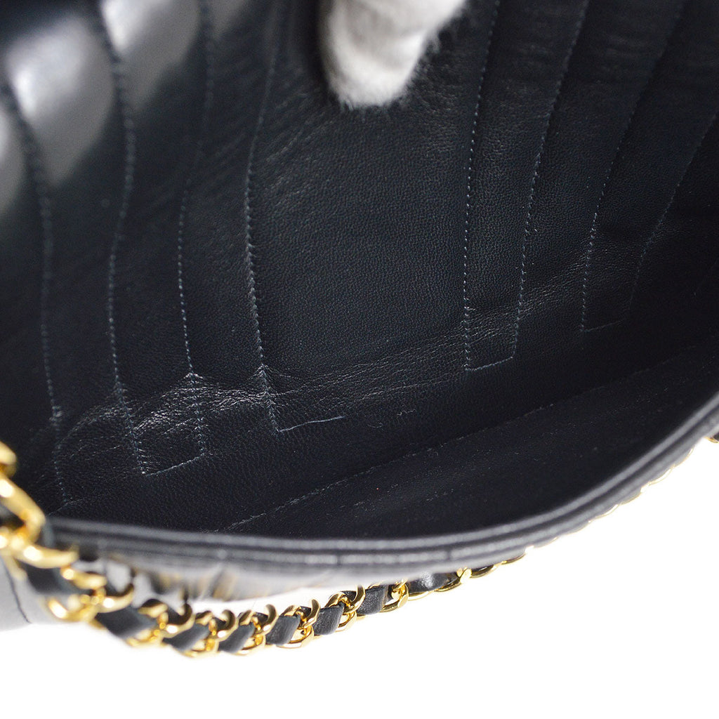 CHANEL Mademoiselle Chain Shoulder Bag Black Lambskin