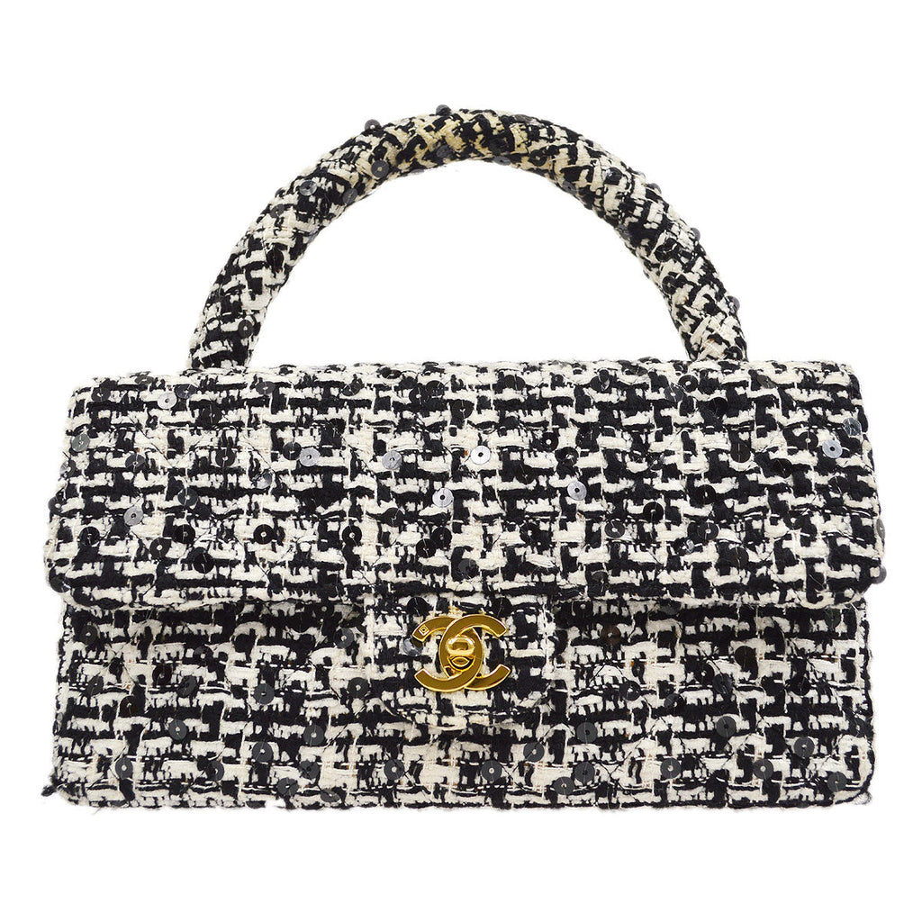 CHANEL * 1994 Tweed Sequins Top Handle Bag