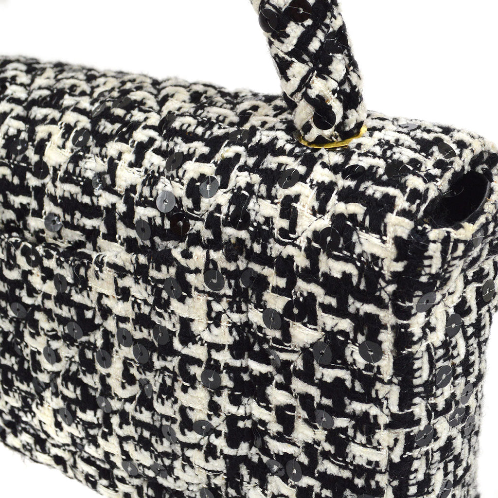 CHANEL * 1994 Tweed Sequins Top Handle Bag