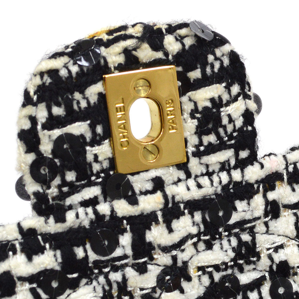 CHANEL * 1994 Tweed Sequins Top Handle Bag