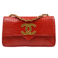 CHANEL 1986-1989 Red Crocodile Pointed Flap Bag