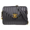 CHANEL 1994-1996 Black Caviar Vertical Pocket Camera Bag Jumbo
