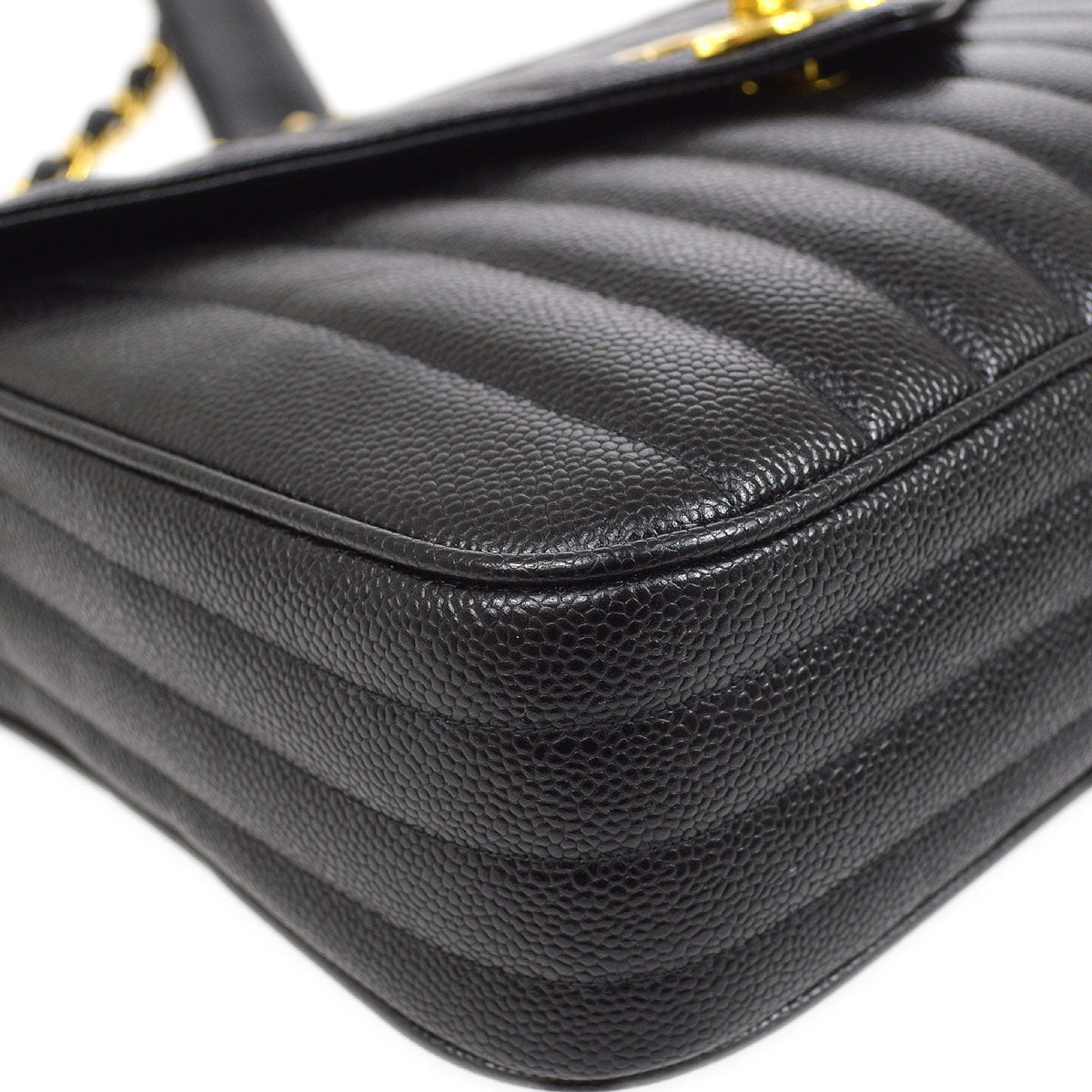CHANEL 1994-1996 Black Caviar Vertical Pocket Camera Bag Jumbo