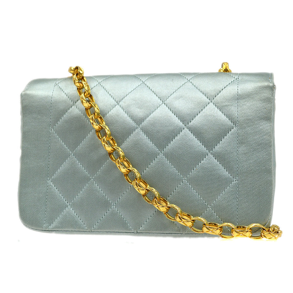 CHANEL 1989-1991 Baby Blue Satin Diana Mini