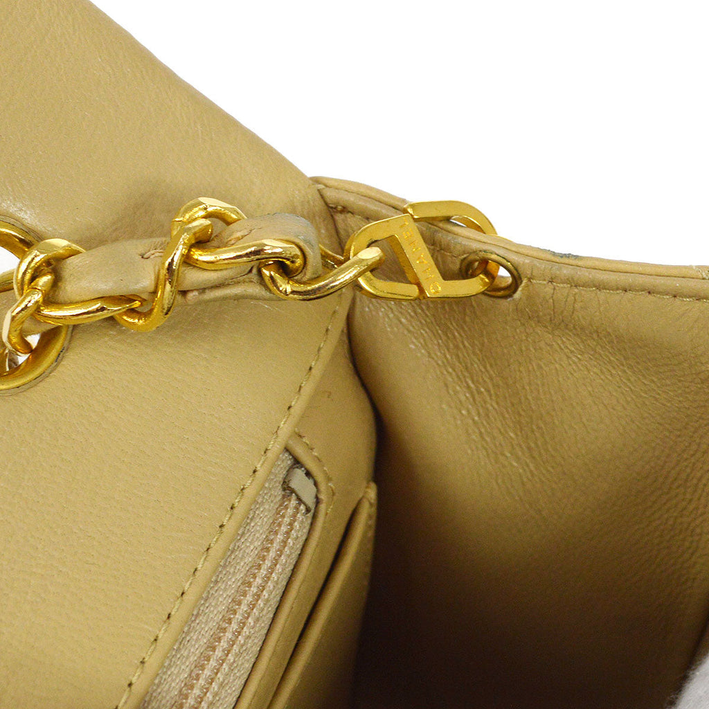 CHANEL Full Flap Single Chain Shoulder Bag Beige
