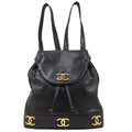 CHANEL 1991-1994 Triple CC Backpack Black Caviar