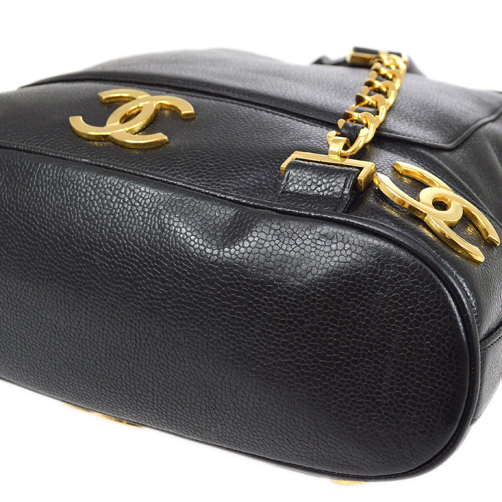 CHANEL 1991-1994 Triple CC Backpack Black Caviar
