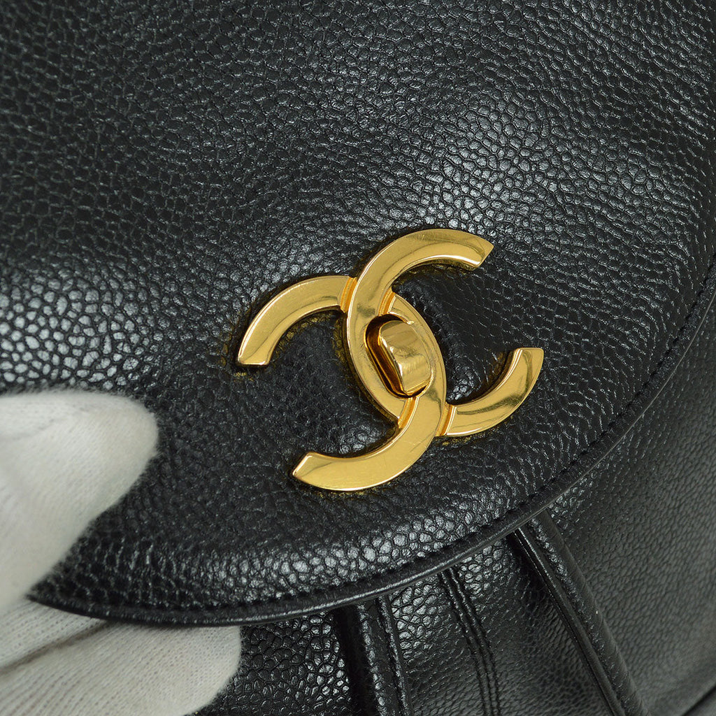 CHANEL 1991-1994 Triple CC Backpack Black Caviar