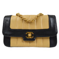 CHANEL 1991-1994 Vertical Border Flap Mini Beige Lambskin