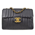 CHANEL 1991-1994 Vertical Classic Flap Jumbo Black Caviar